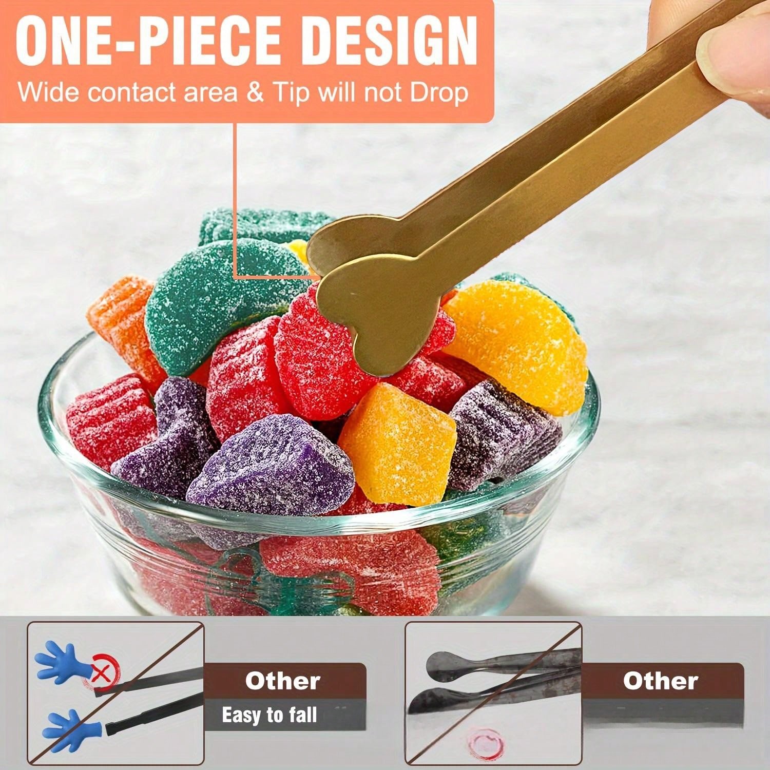 Food Snacks Candy - Gold Stainless Steel Mini Serving Tongs