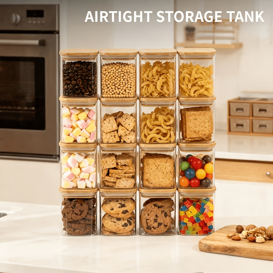 Food Snacks Candy - 2/4/6/12Pcs-400Ml Square Glass Sealed Jars, Kitchen