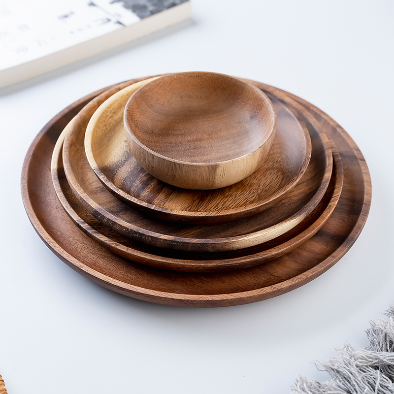 Food In Japanese Snacks - Wooden Dinner Plates Household Round Coffee