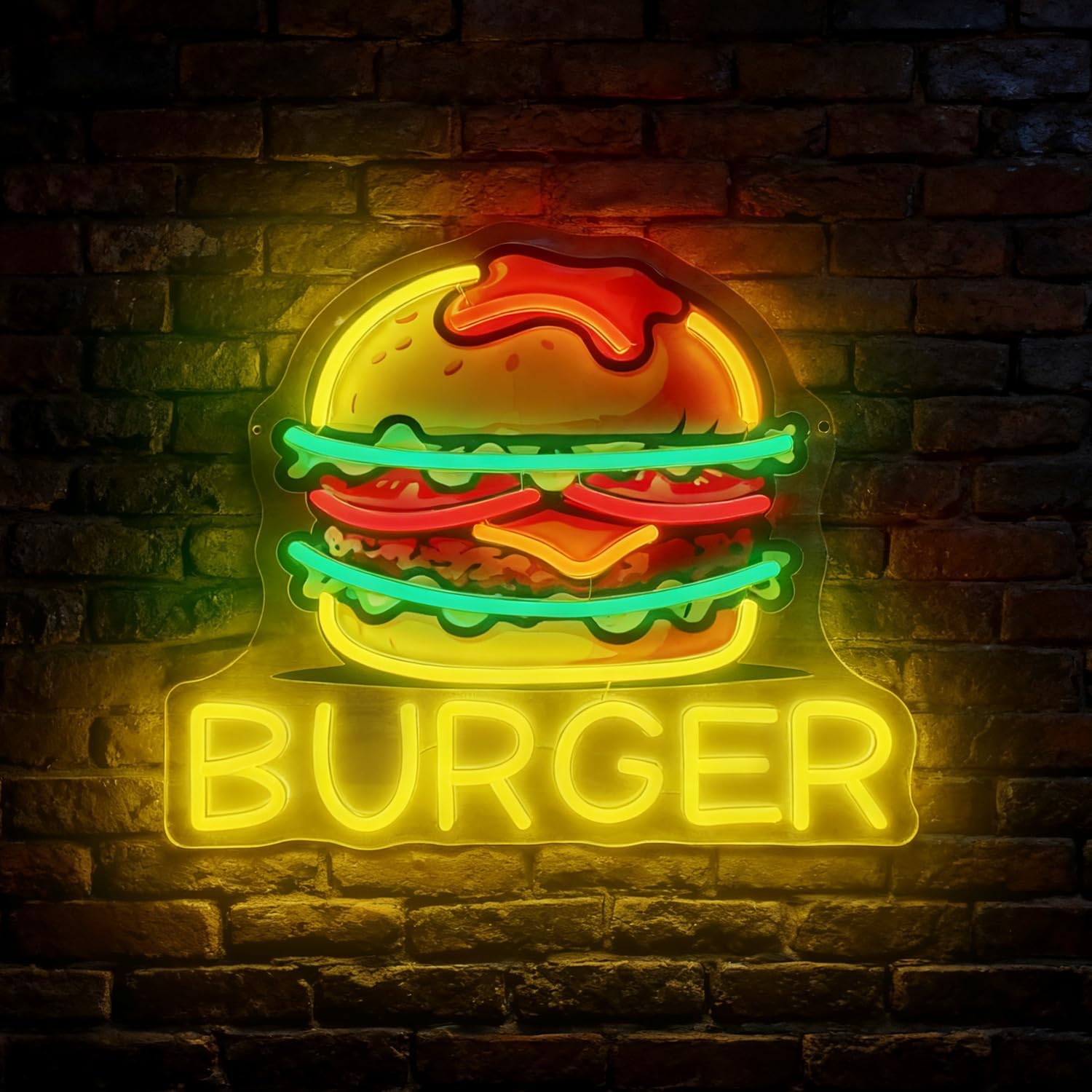 Burger Neon Sign, LED Hamburge - Fast Food With Snacks recension och pris