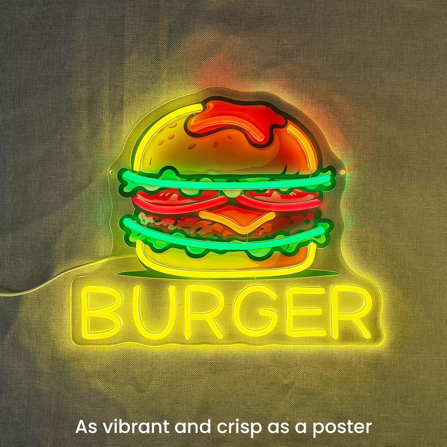 Burger Neon Sign, LED Hamburge - Fast Food With Snacks recension och pris