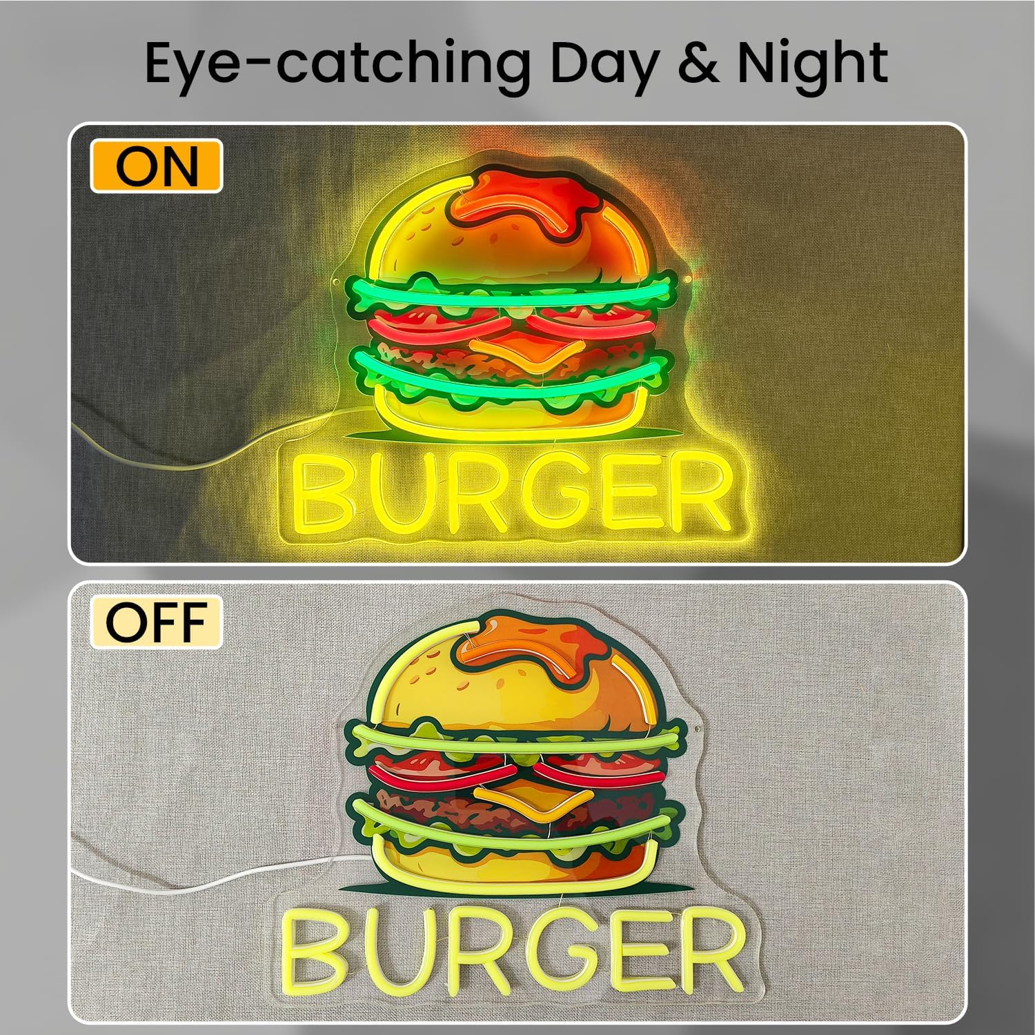 Burger Neon Sign, LED Hamburge - Fast Food With Snacks recension och pris