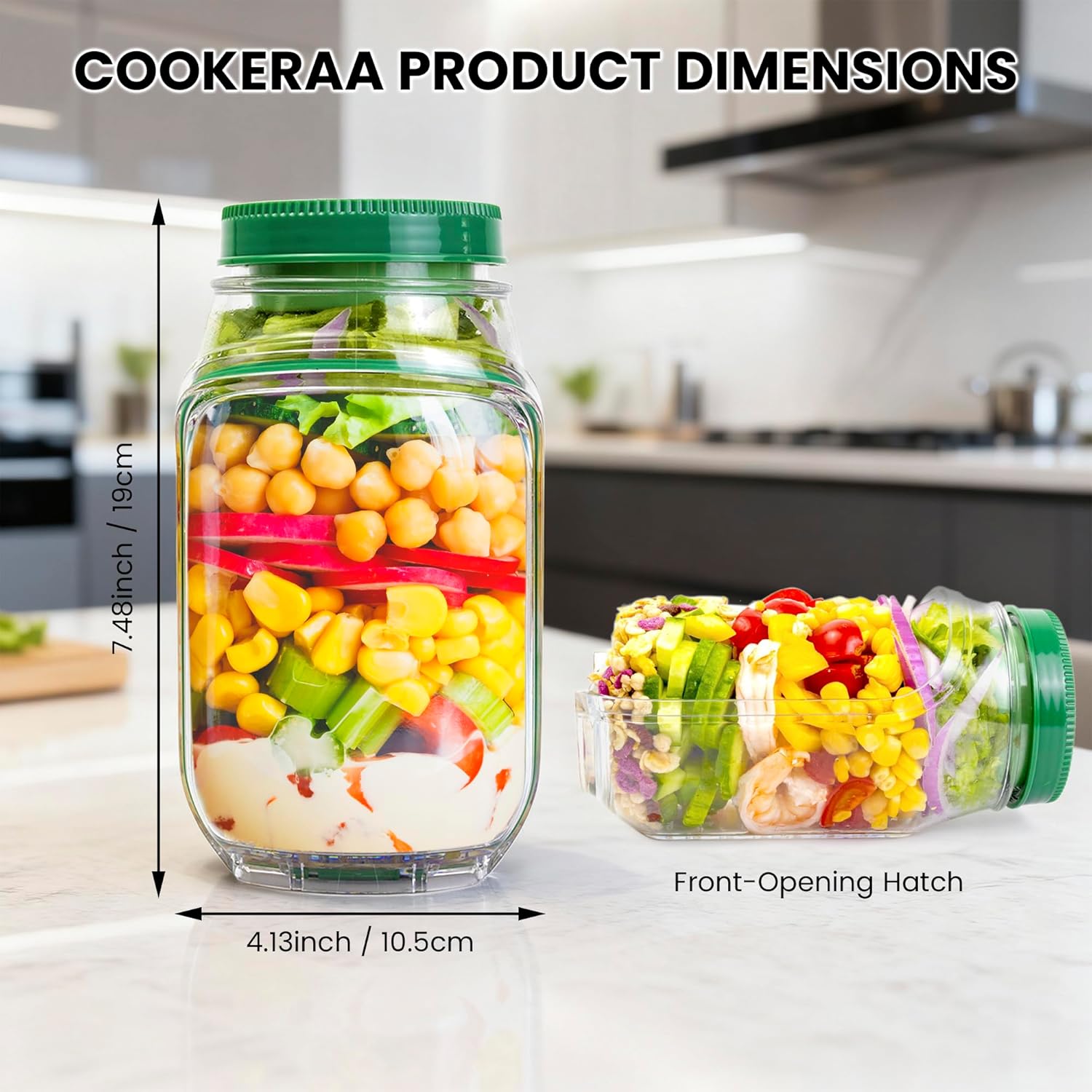 2-Pack 34oz Salad Jar Containe - Food Snacks That Are Green recension och pris