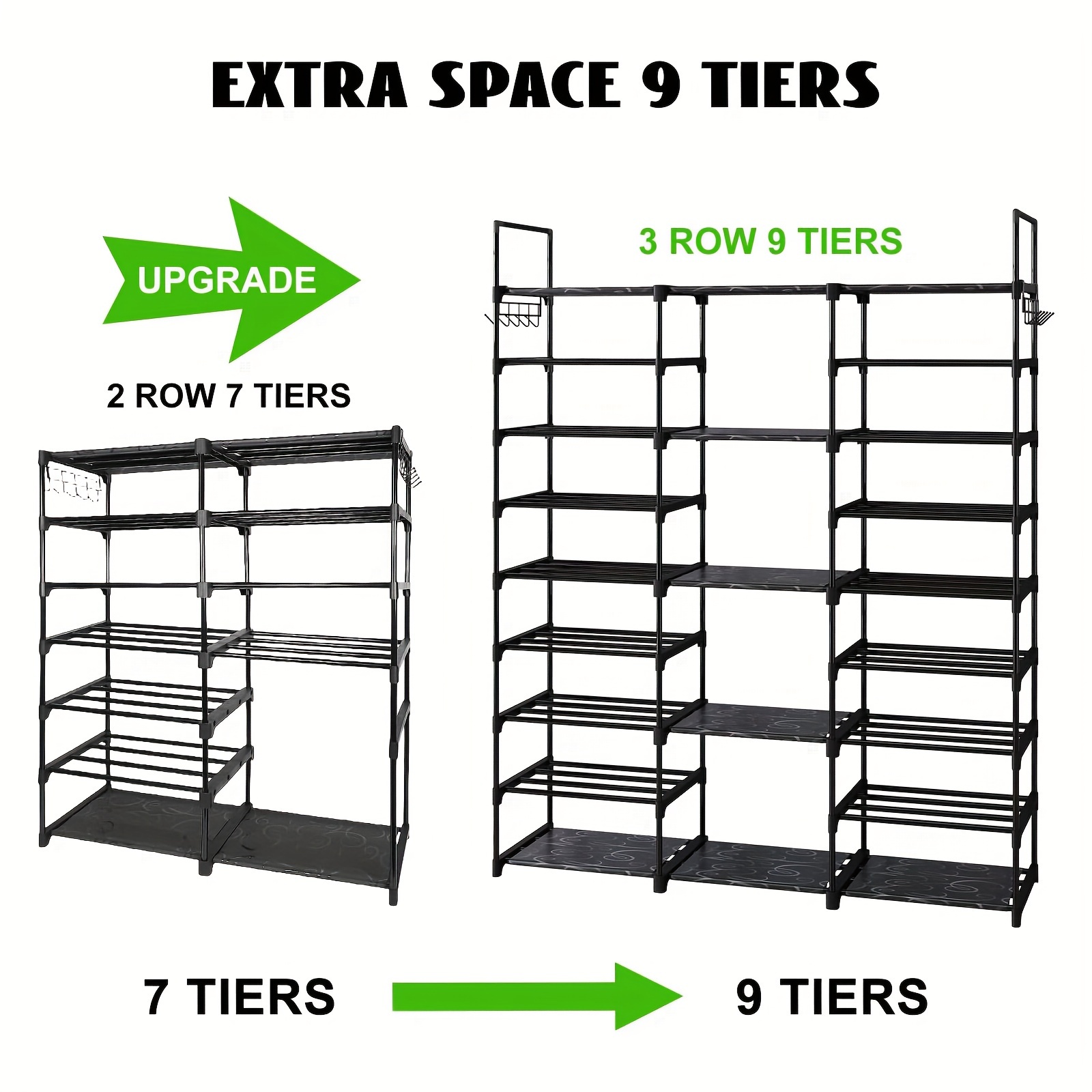 1pc 9 Tier Shoe Rack Organizer - Food X recension och pris