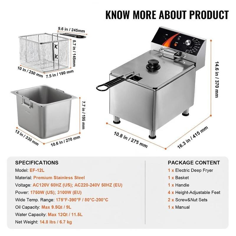 Tabletop Frying Machine 12Qt / - Food X recension och pris