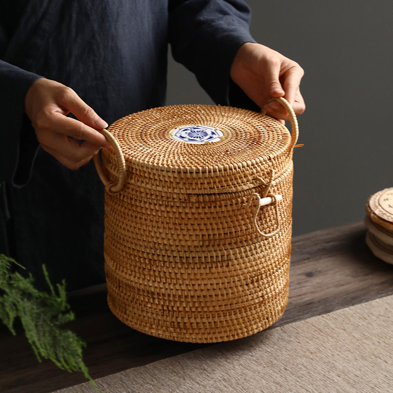 Handwoven Rattan Tea Storage B - Food Snacks That Are Green recension och pris