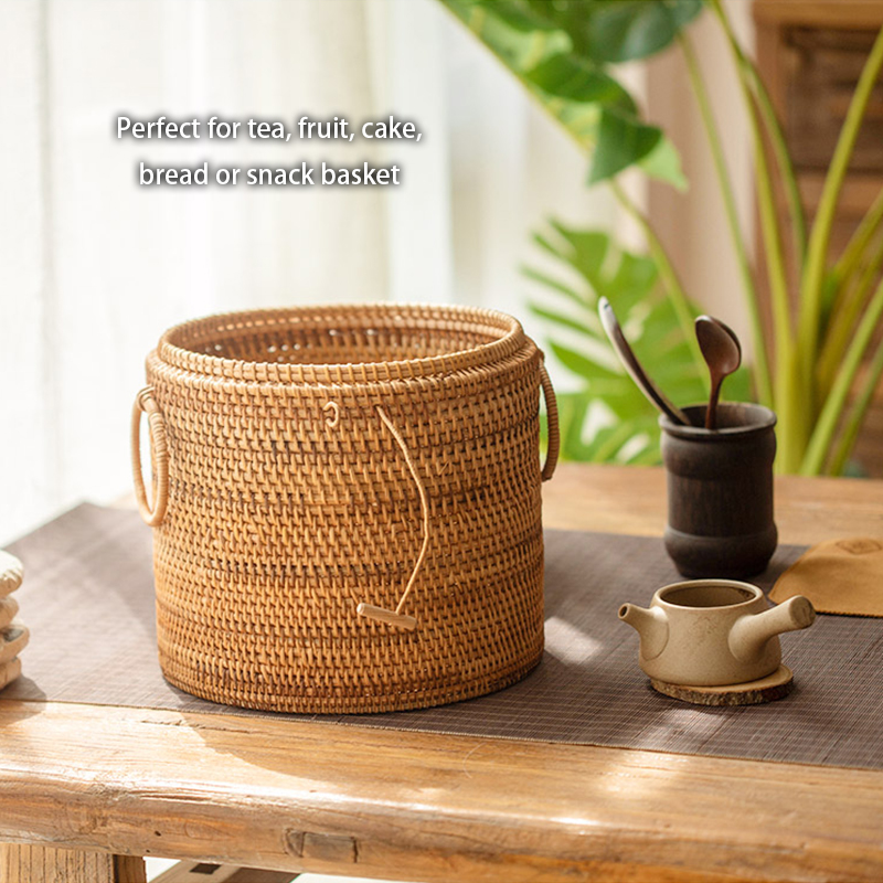Handwoven Rattan Tea Storage B - Food Snacks That Are Green recension och pris