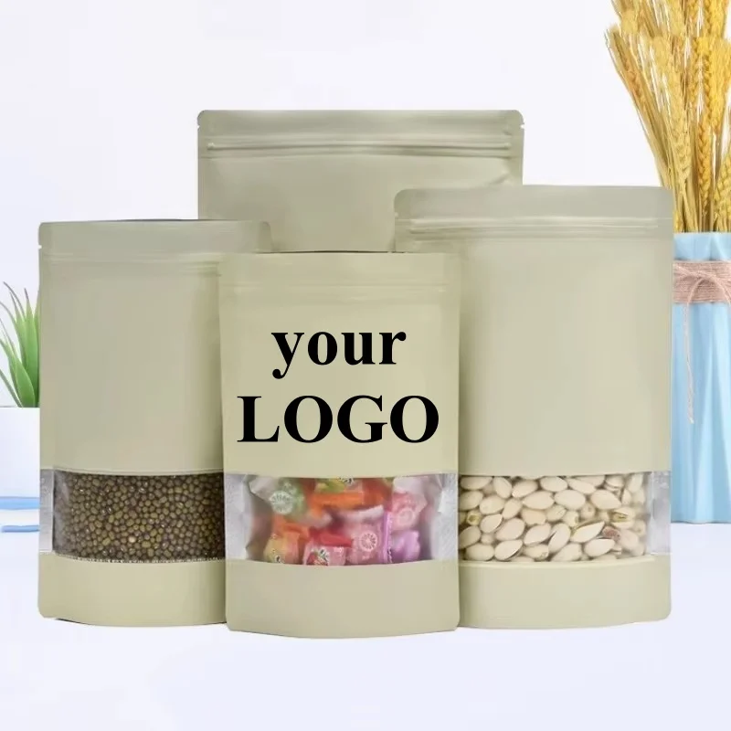 100PCS Stand Up Matte Beige Al - Food Snacks That Are Green recension och pris