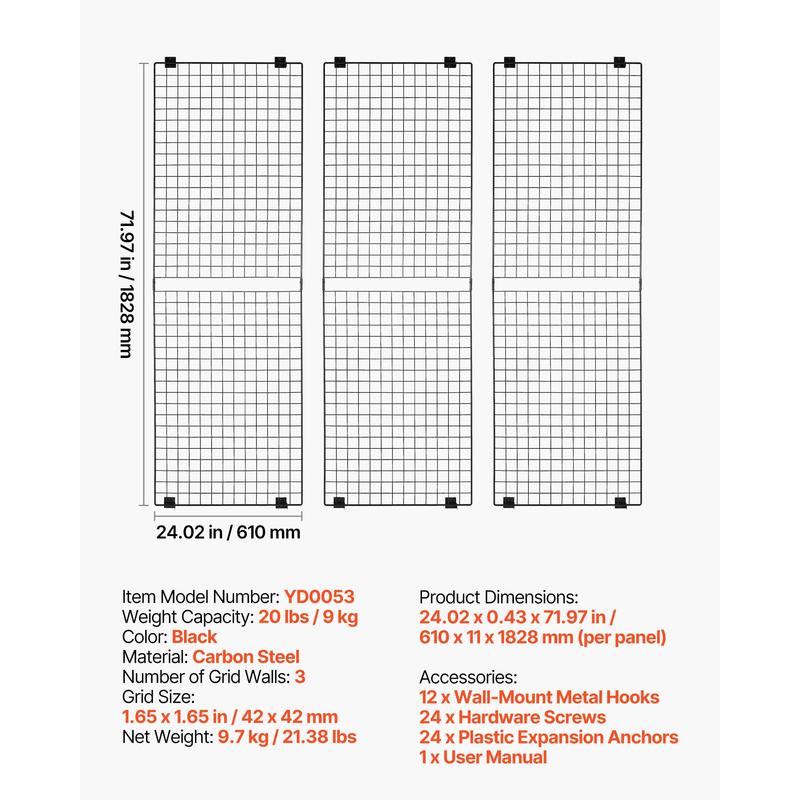3 Packs Grid Wall Panels, 2 x  - Food X recension och pris