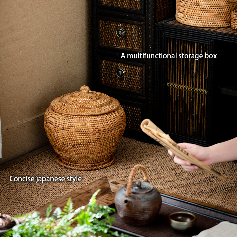 Handwoven Rattan Tea Storage B - Food Snacks That Are Green recension och pris